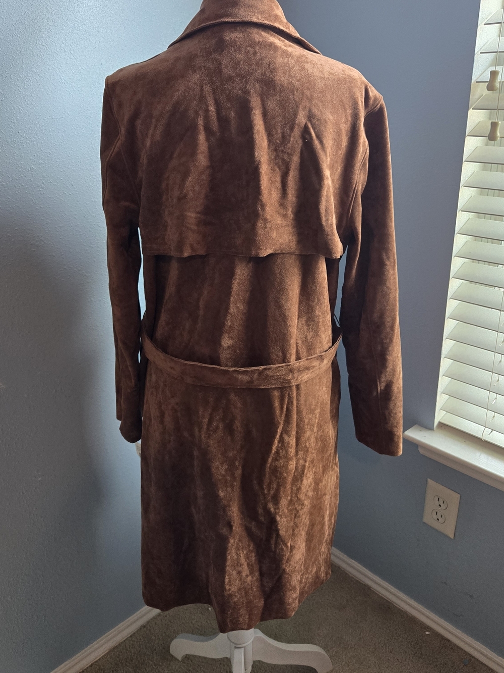 Revolve Brown Faux Suede Trench Coat with Belt - Picture 2 of 4